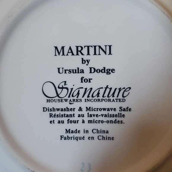 6 Signature Martini Appetizer Canape Plates 6 3/4" Ursula Dodge Porcelain - Picture 3 of 16